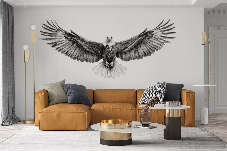 Fototapeta Latający orzeł, rysunek ołówkiem, ptaki, minimalizm w02370