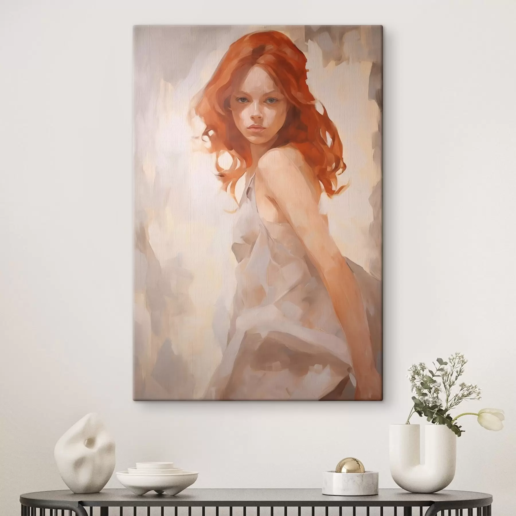 Obraz Rudowłosa dziewczyna w sukience imitacja obrazu s41847