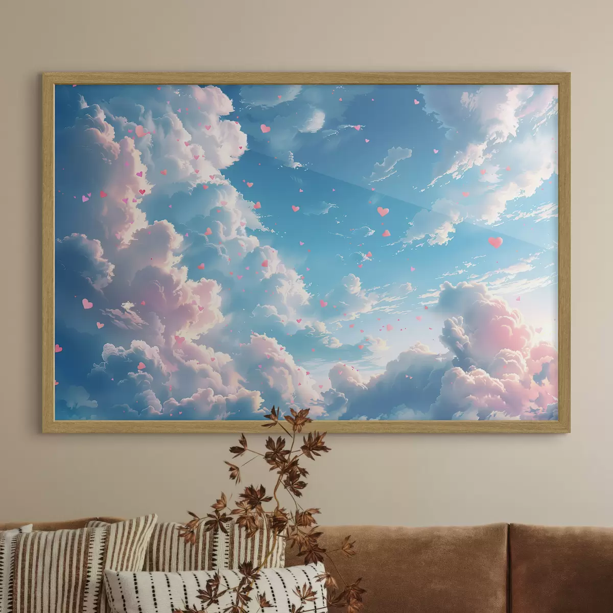 Plakat Niebieskie niebo z sercami w stylu anime f41864
