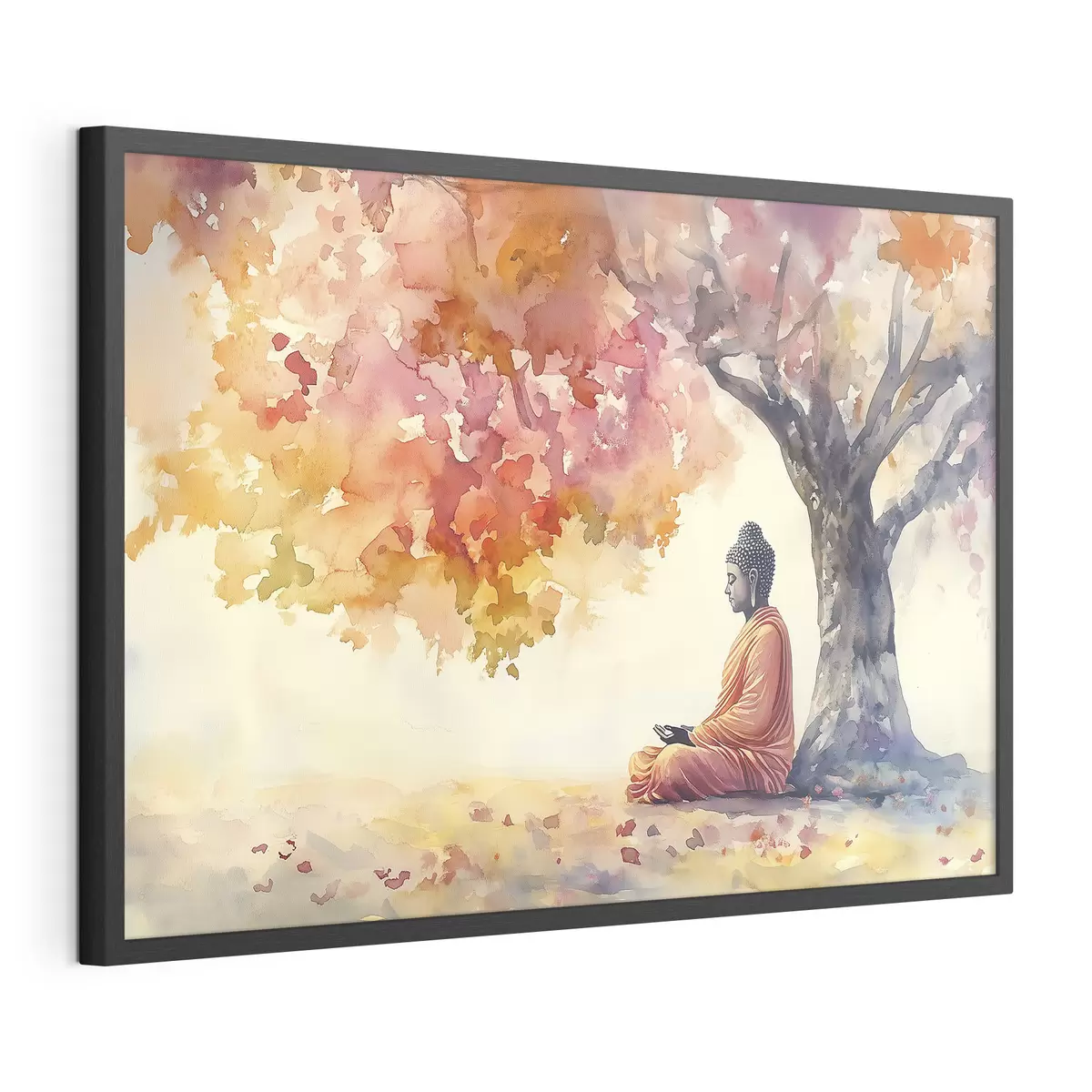 Plakat Budda medytujący pod drzewem, akwarela, jesień, ezoteryka f41887