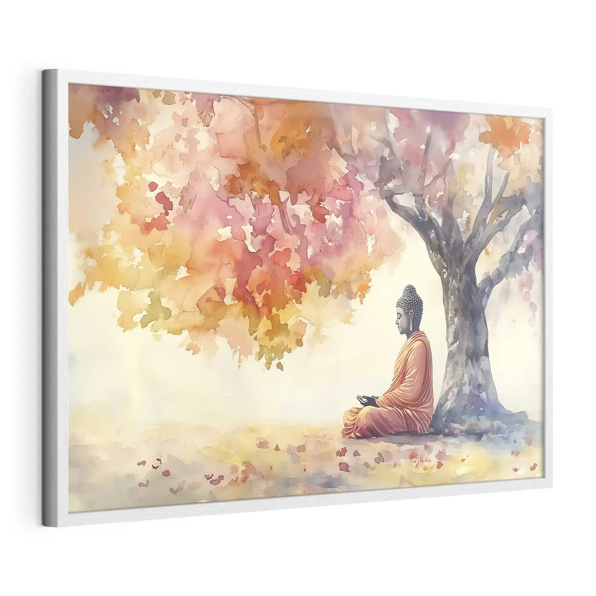 Plakat Budda medytujący pod drzewem, akwarela, jesień, ezoteryka f41887