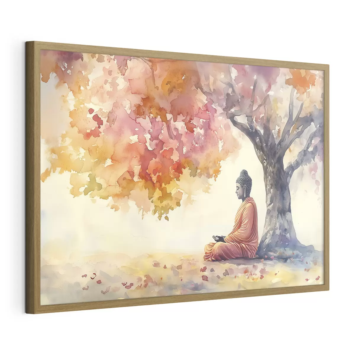Plakat Budda medytujący pod drzewem, akwarela, jesień, ezoteryka f41887