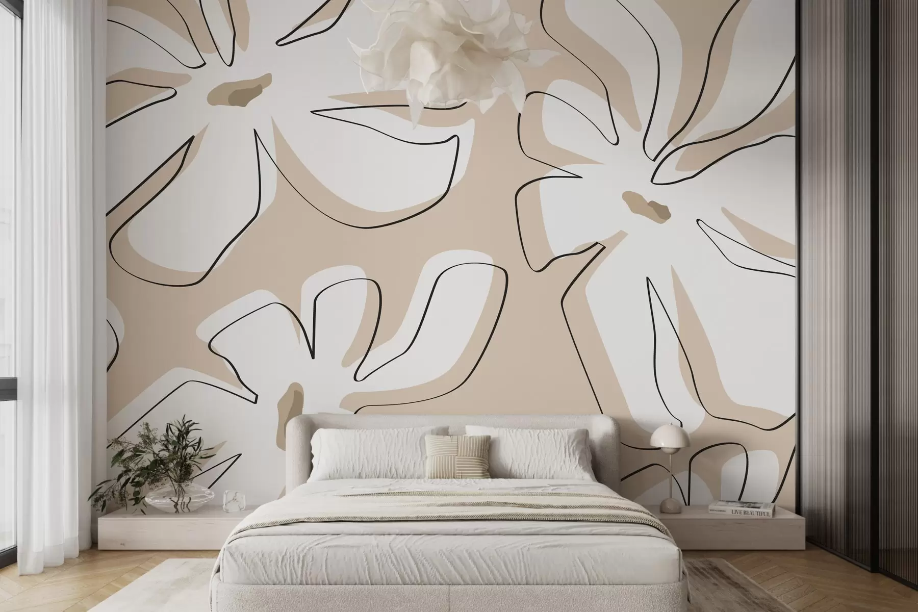 Fototapeta Duże abstrakcyjne białe kwiaty w02383