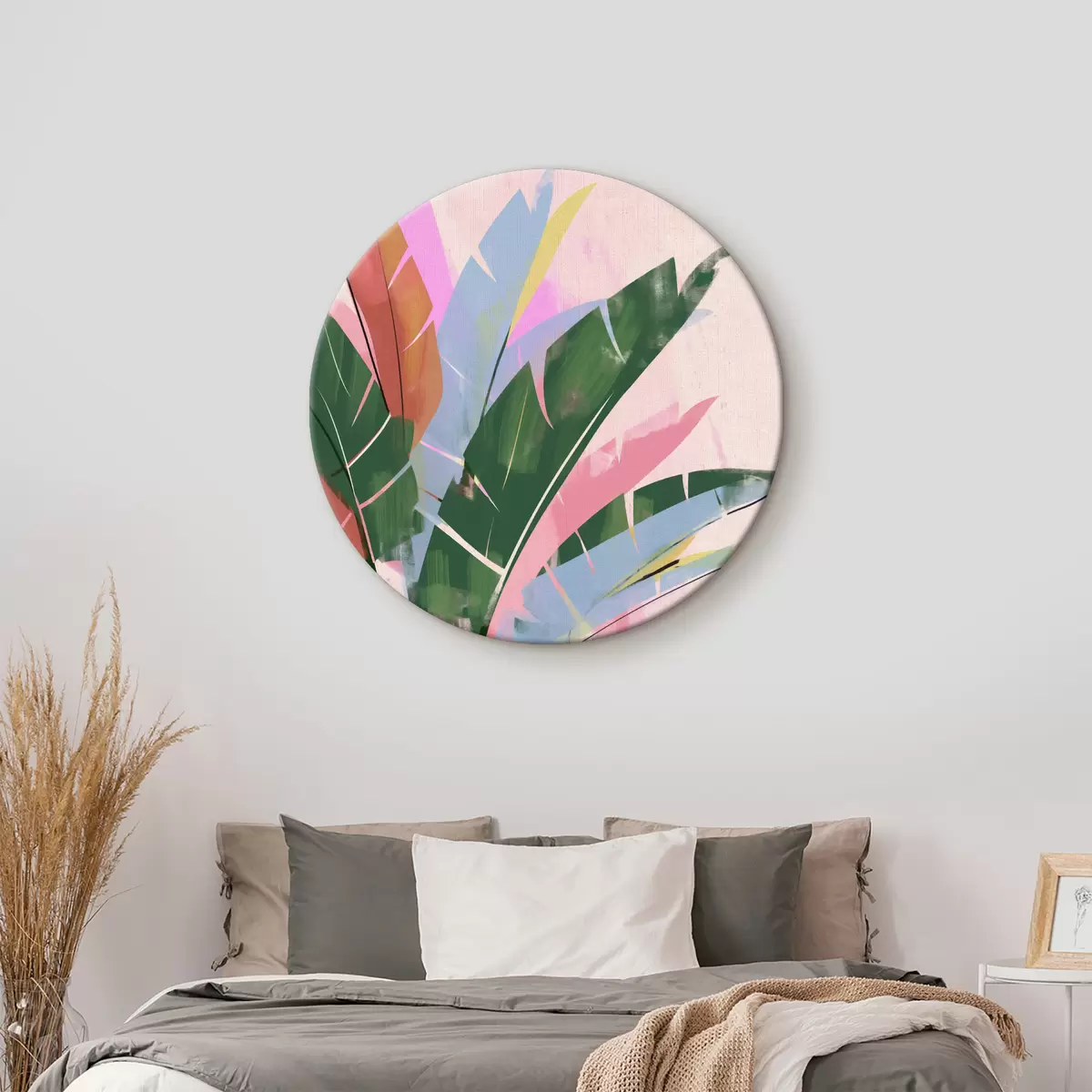 Okrągłe obrazy Kolorowe liście tropikalne r40109