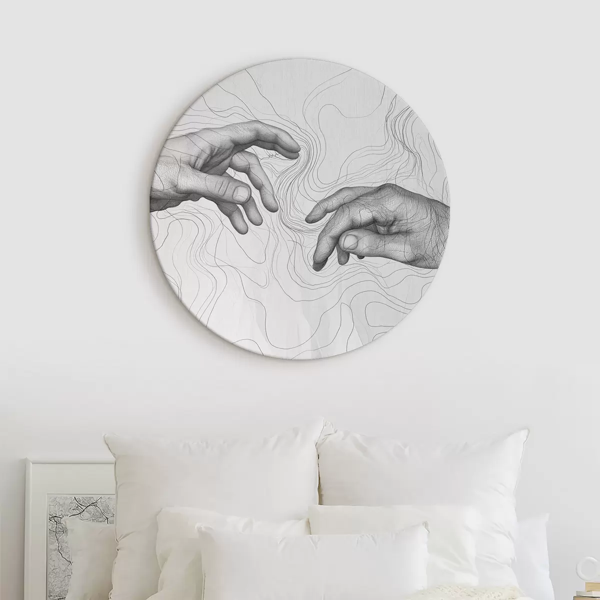 Okrągłe obrazy Ręce, abstrakcja, rysunek liniowy r39999