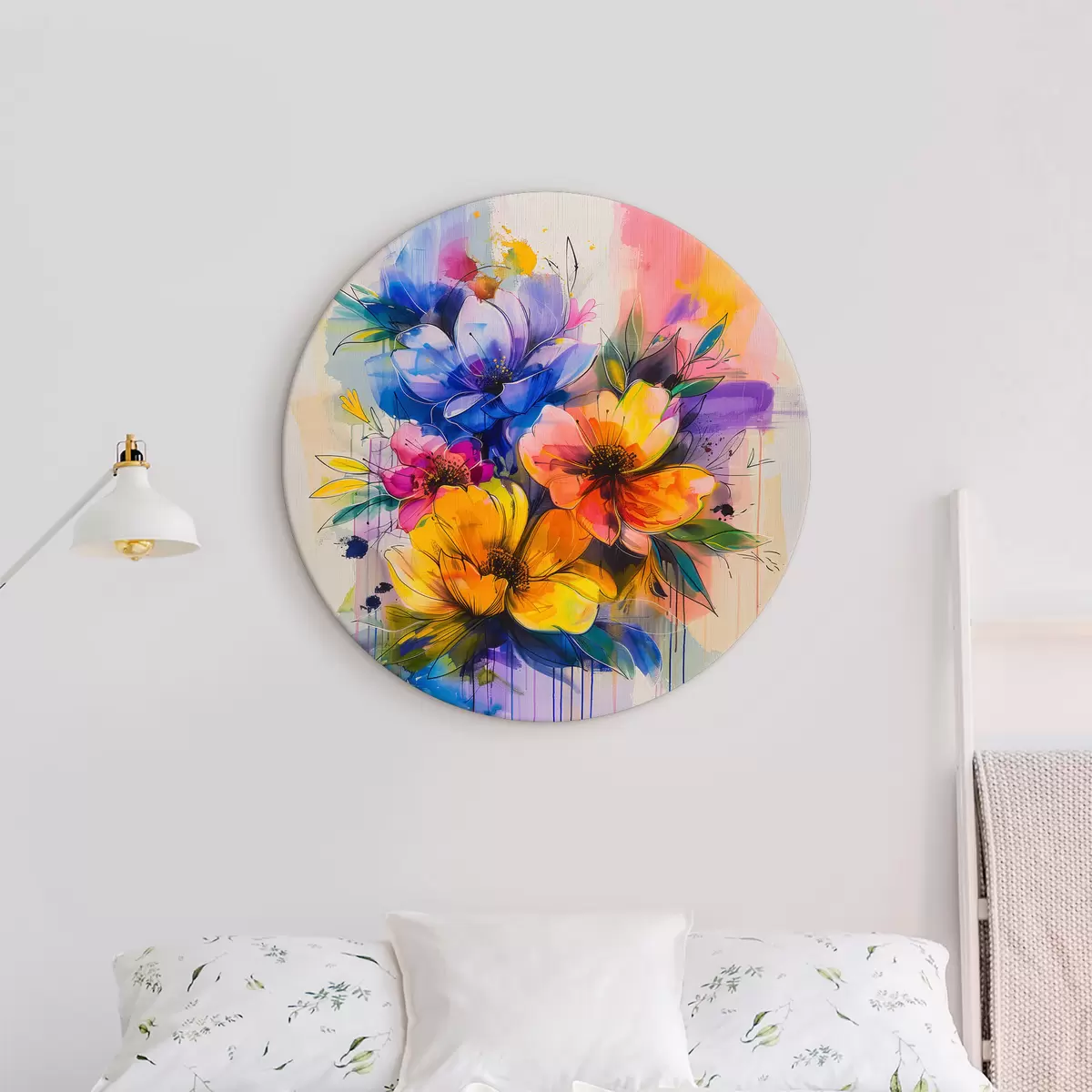 Okrągłe obrazy Kolorowe kwiaty r40372
