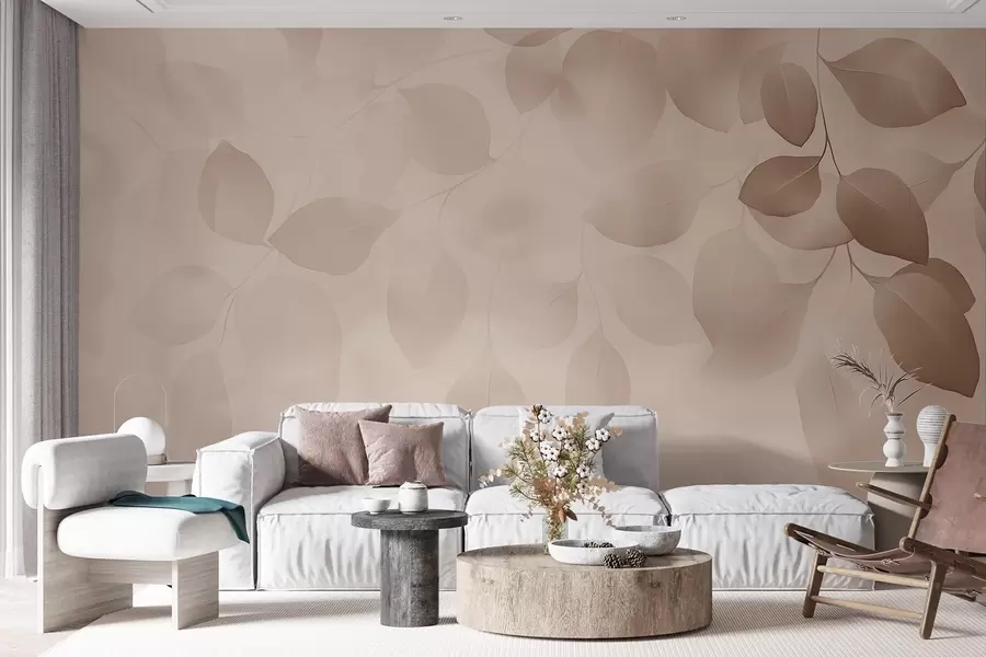 Fototapeta Kwiatowa abstrakcja liści w delikatnych odcieniach w08492