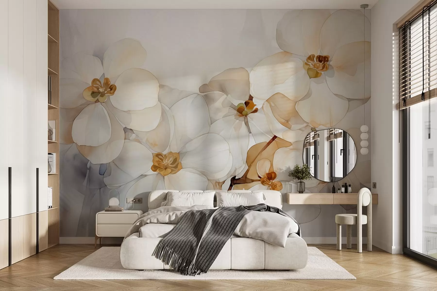 Fototapeta Białe orchidee imitacja akwareli w02470