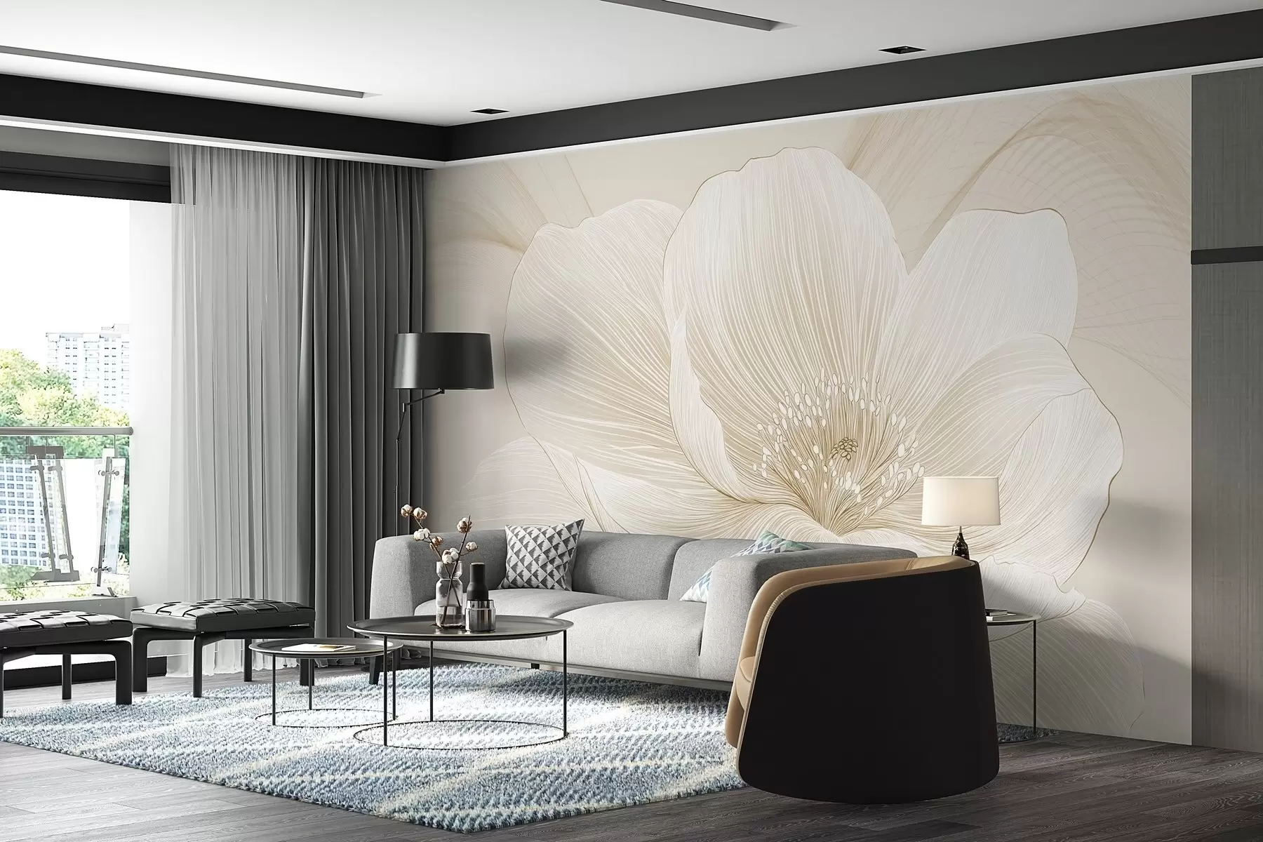 Fototapeta Narysowany duży kwiat w02511