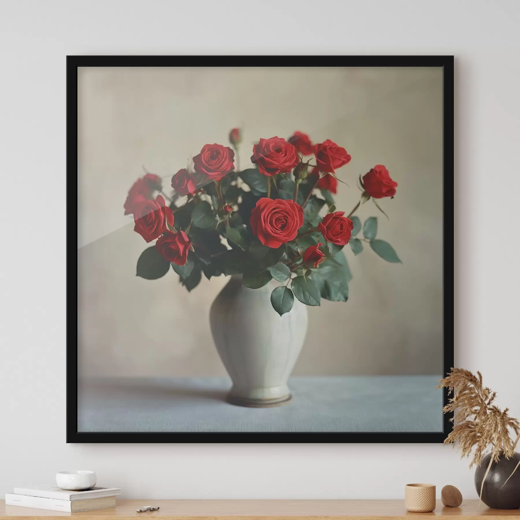 Fototapeta Wazon z czerwonymi różami f37377