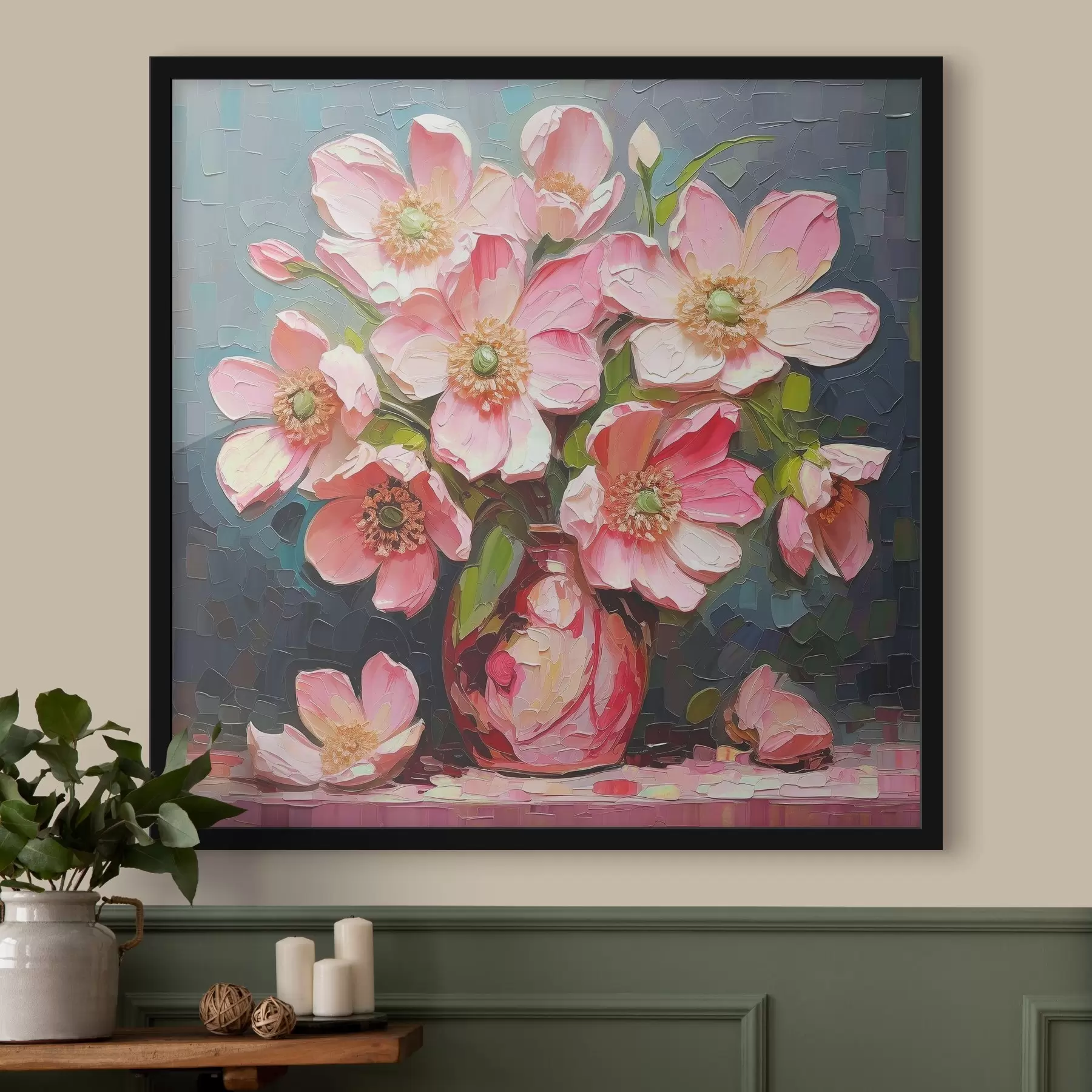 Fototapeta Obraz przedstawiający różowe kwiaty w wazonie f37558