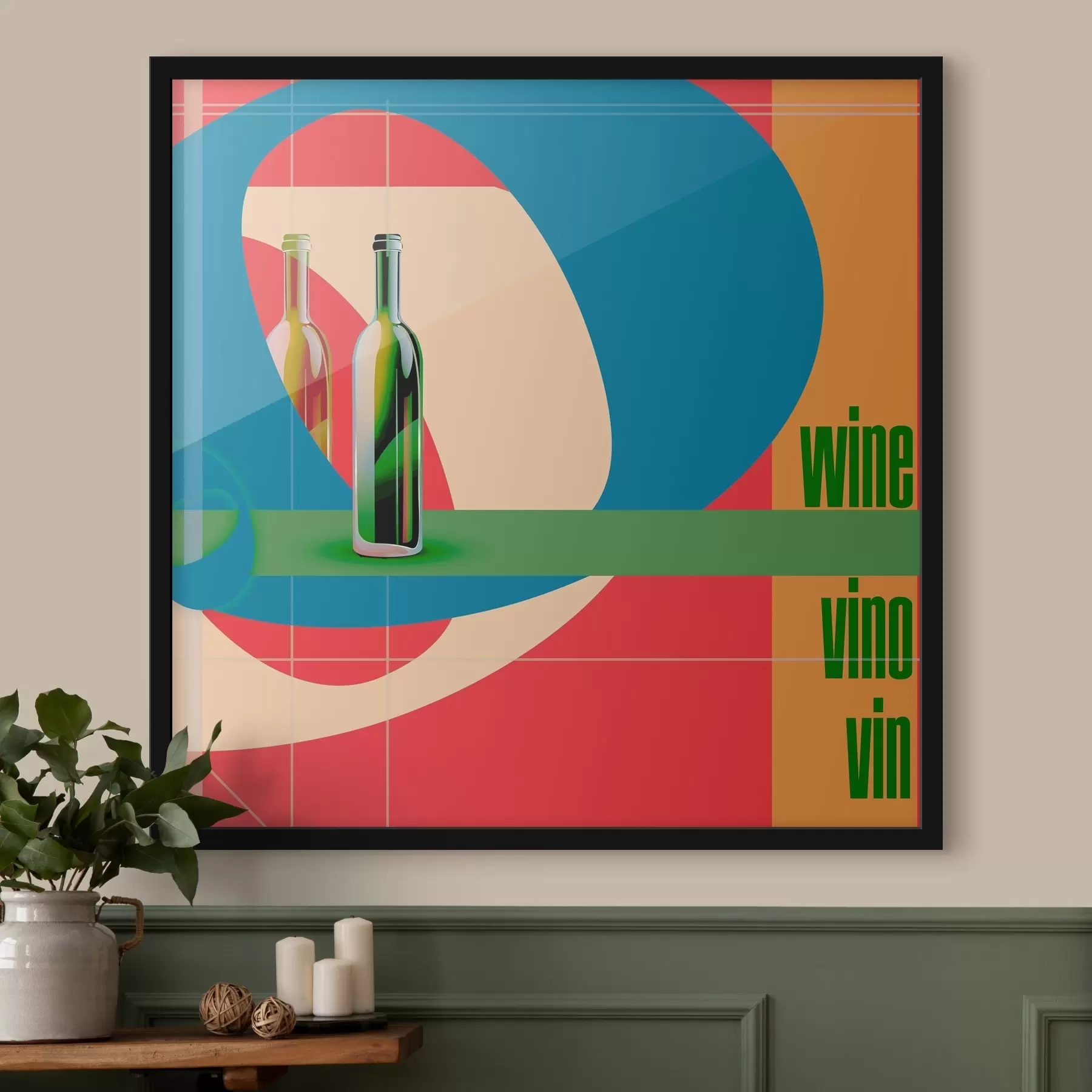 Fototapeta Butelka wina na kolorowym tle f37639