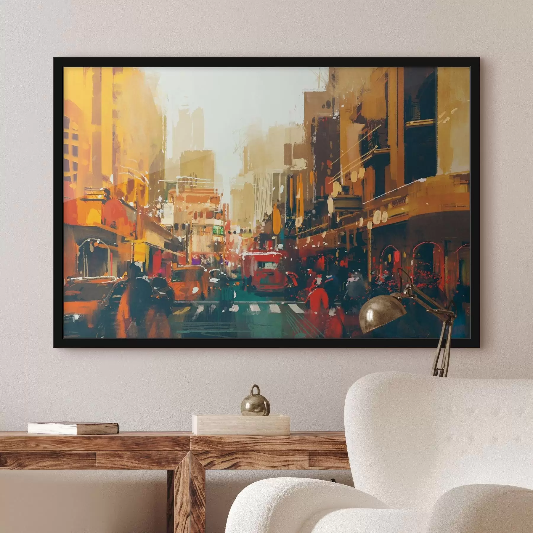 Fototapeta Ulica miasta z przechadzającymi się ludźmi f37107