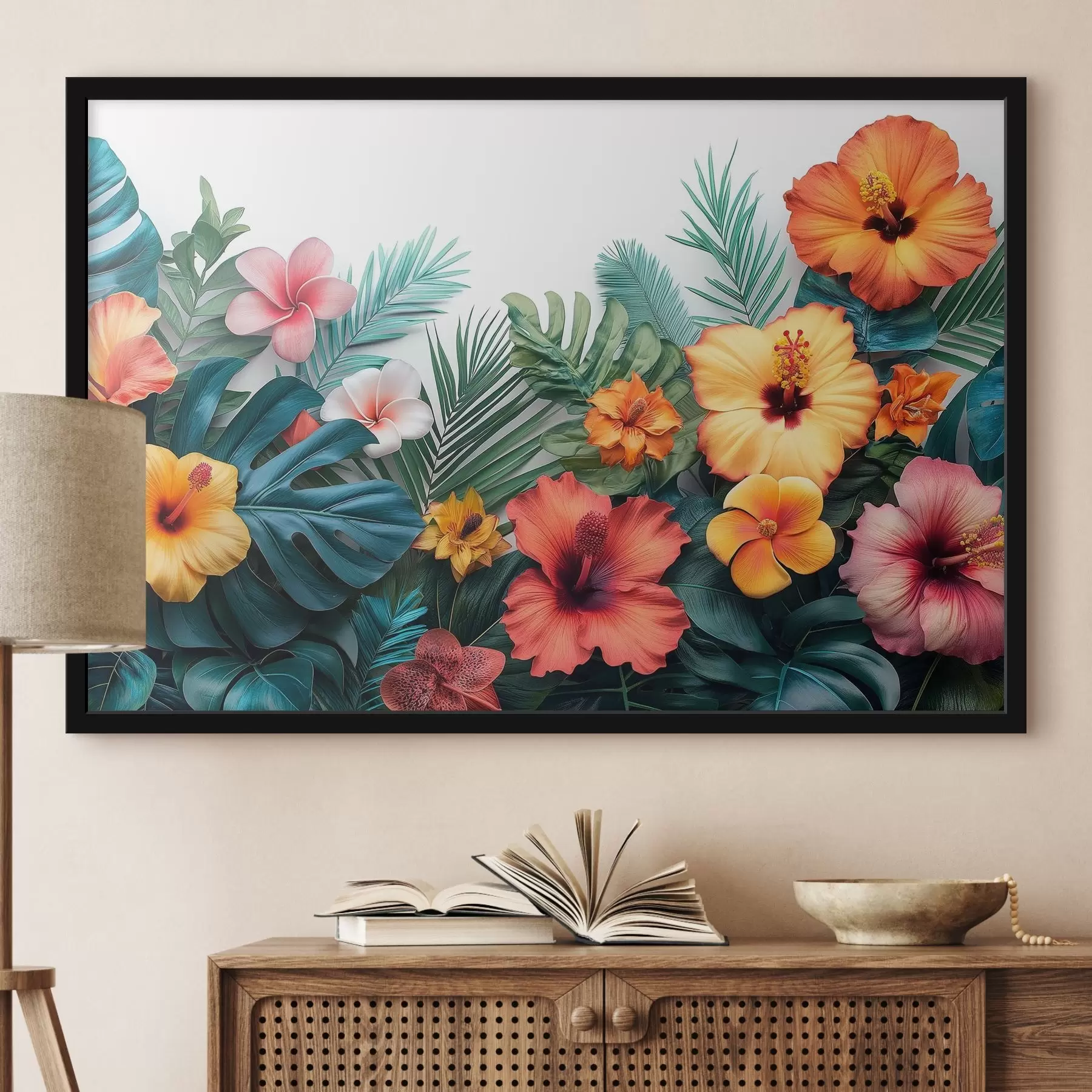 Fototapeta Grupa kolorowych kwiatów i liści f38242