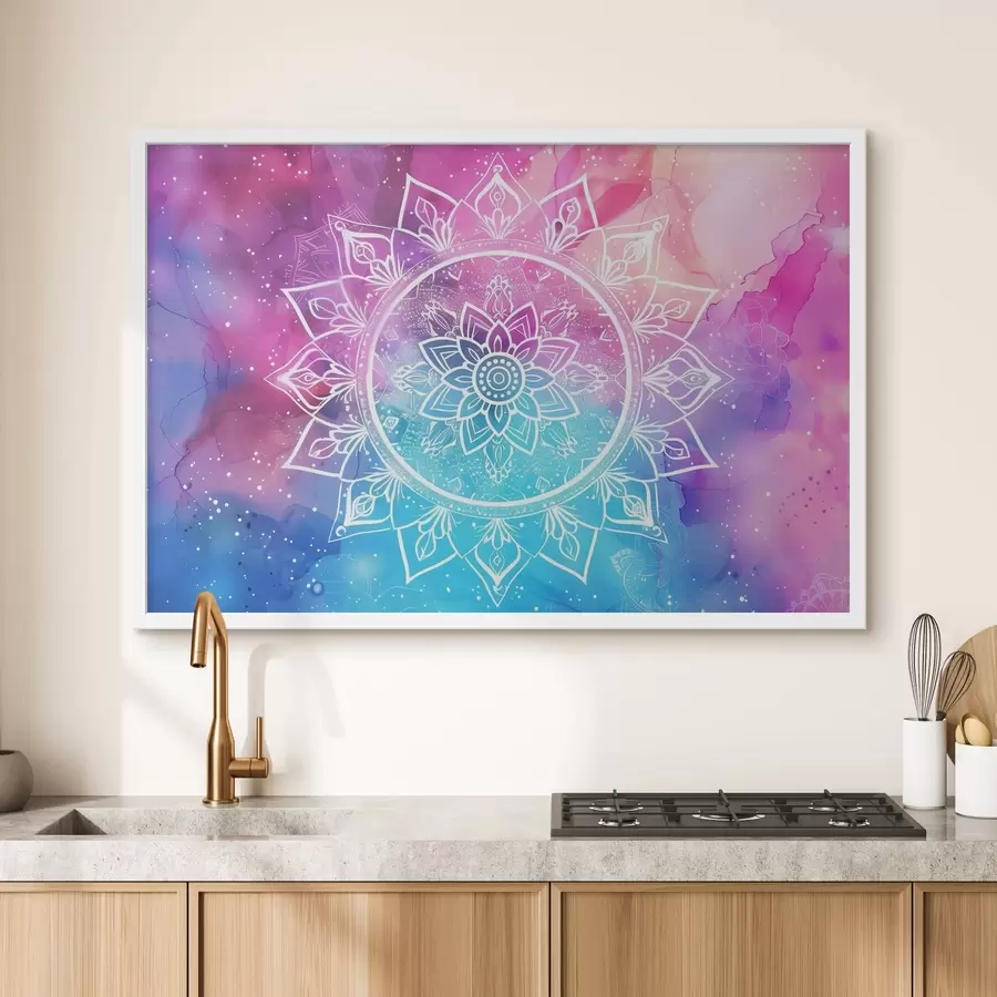 Fototapeta Biała mandala na kolorowym tle f38529