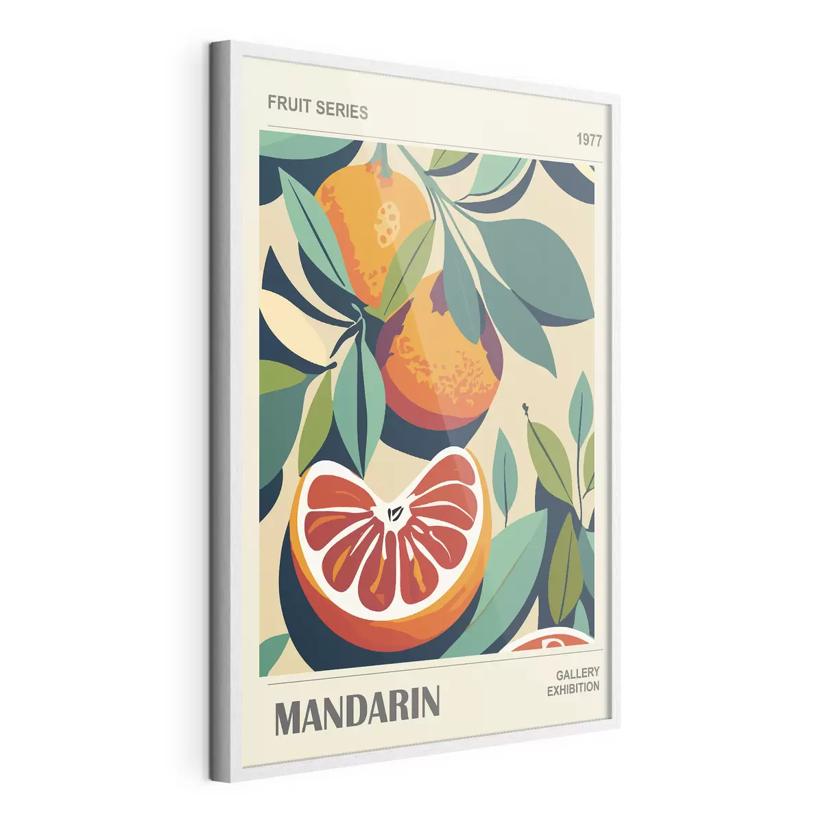 Plakat Plakat z pomarańczami i liśćmi f36632