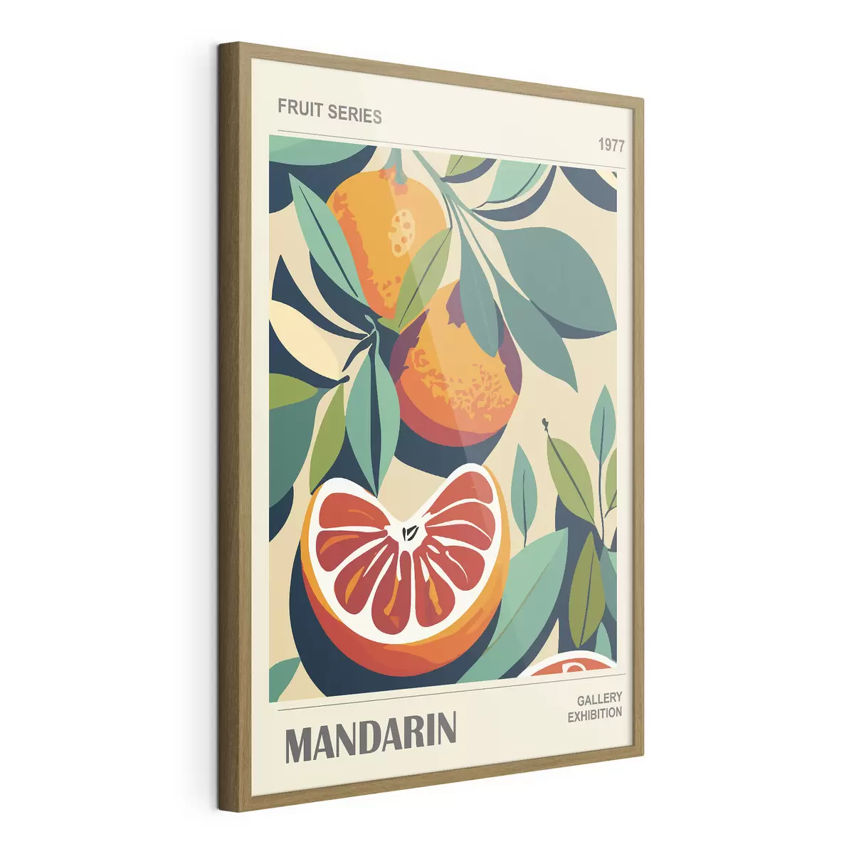 Plakat Plakat z pomarańczami i liśćmi f36632