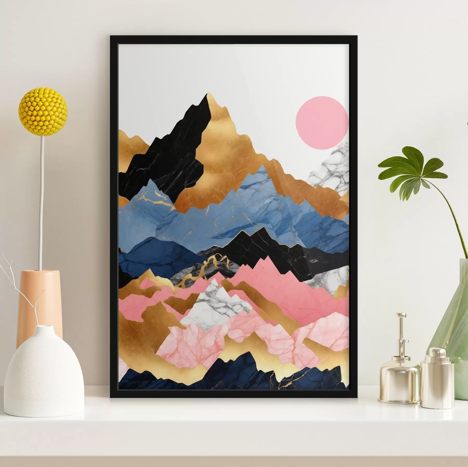 Fototapeta Abstrakcyjne warstwy górskie z różowym słońcem f36643