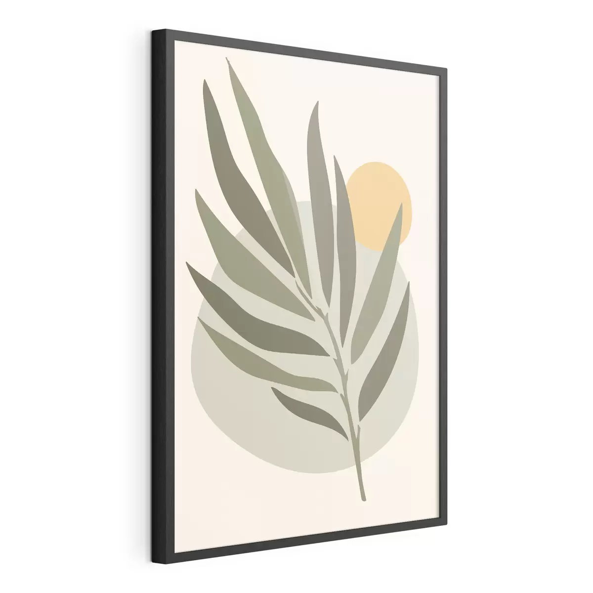 Plakat Zielony liść z żółtym kółkiem f37442