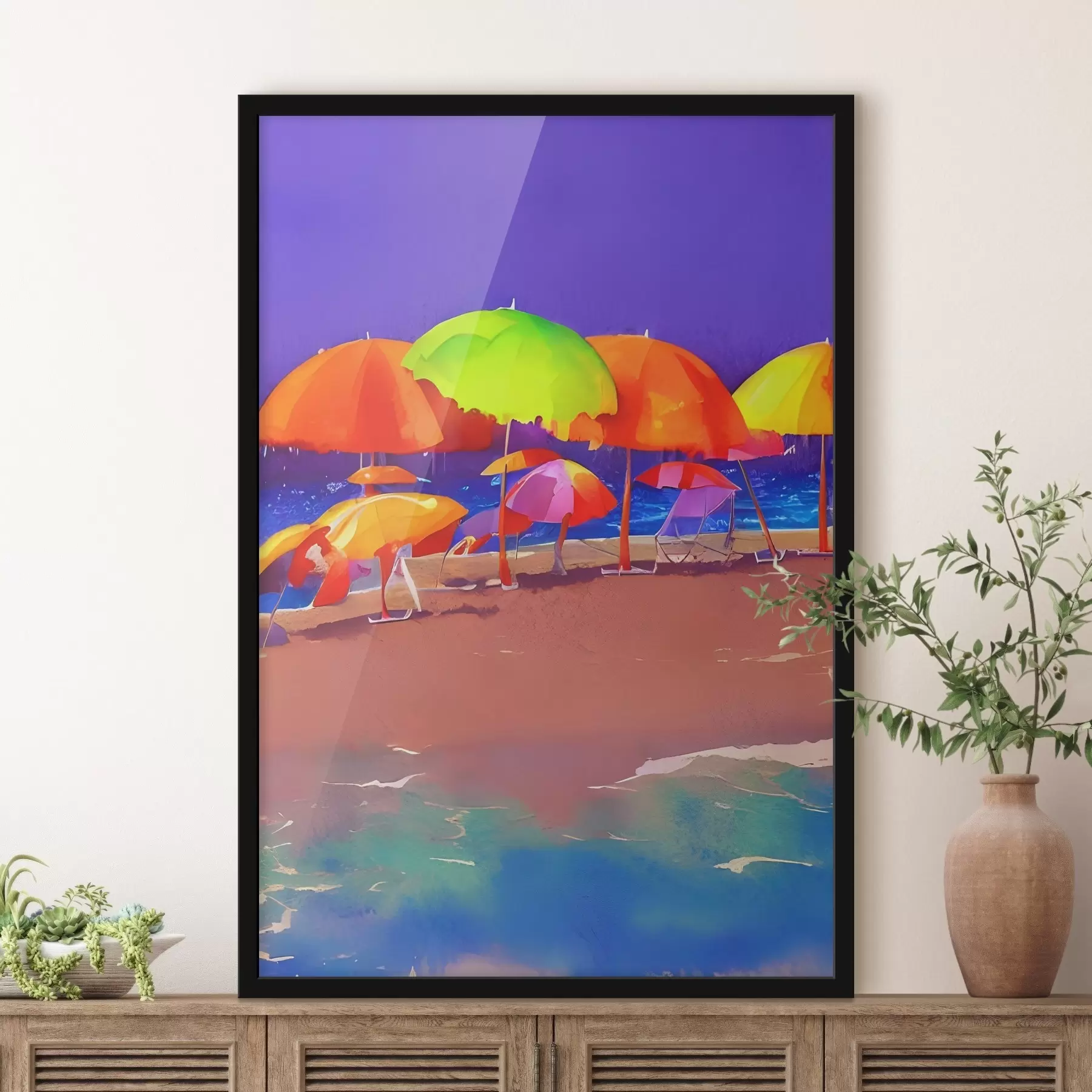 Fototapeta Grupa kolorowych parasoli na plaży f37626