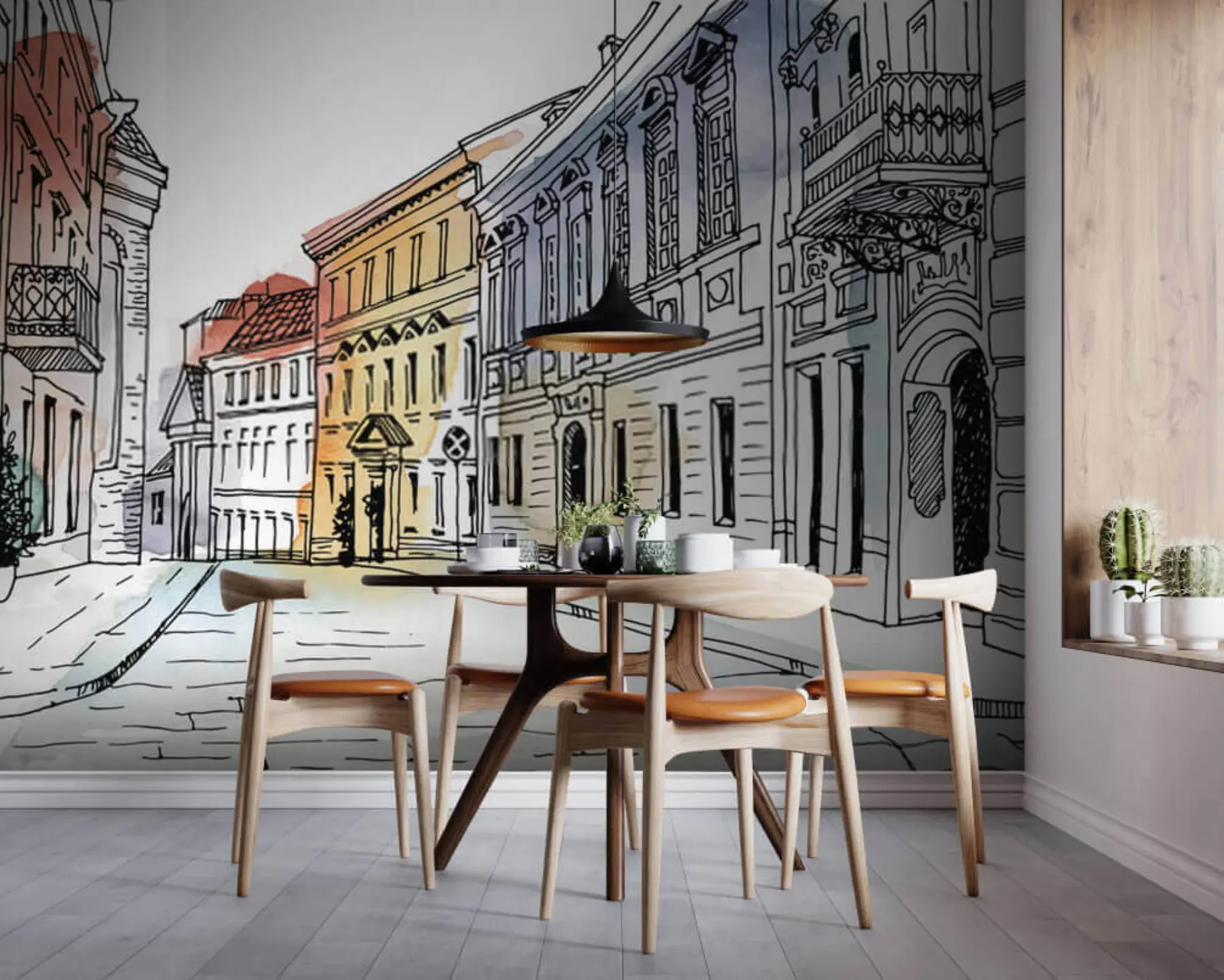 Fototapeta Stare miasto, znacznik i akwarela u51062