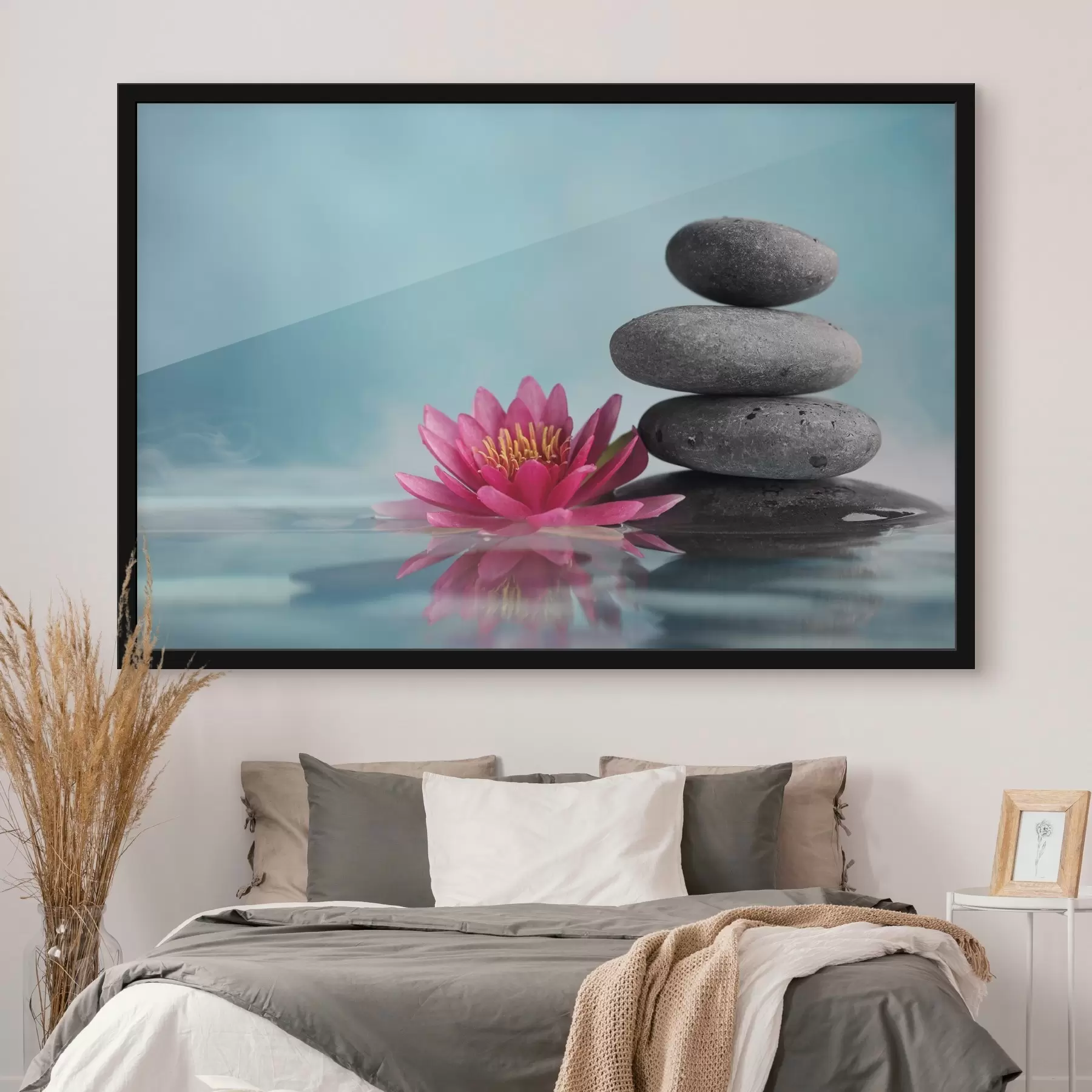 Fototapeta Różowy lotos i kamienie f34932