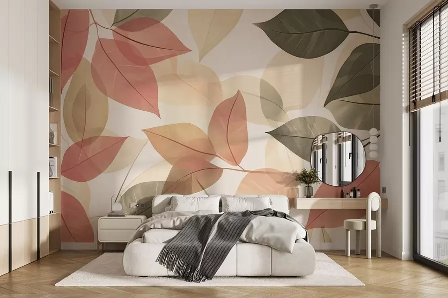 Fototapeta Gałęzie liści w odcieniach czerwieni i zieleni w08502