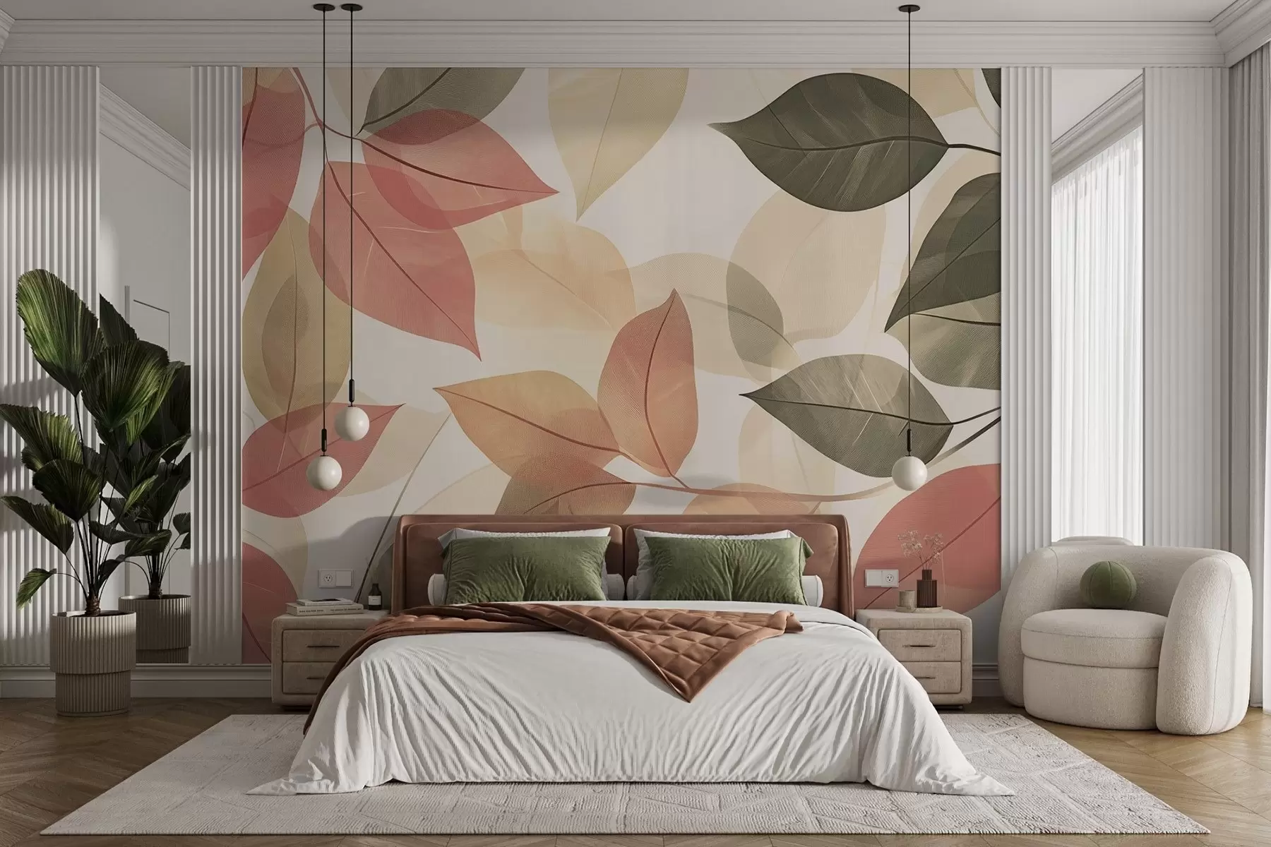 Fototapeta Gałęzie liści w odcieniach czerwieni i zieleni w08502