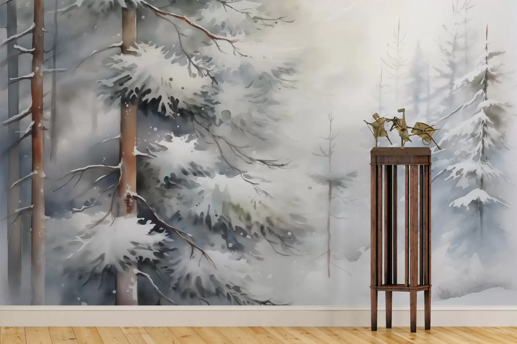 Fototapeta Śnieżny las imitacja akwareli w02591