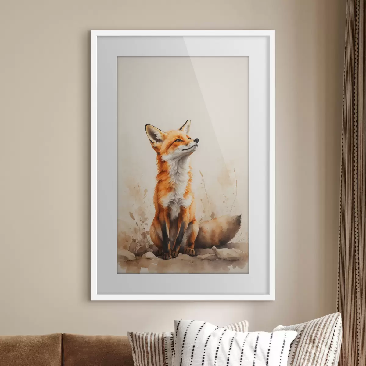 Plakat Lis na beżowym tle f41778
