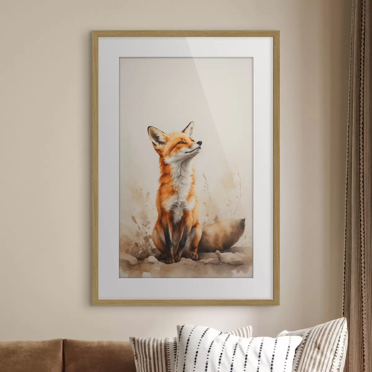 Plakat Lis na beżowym tle f41778