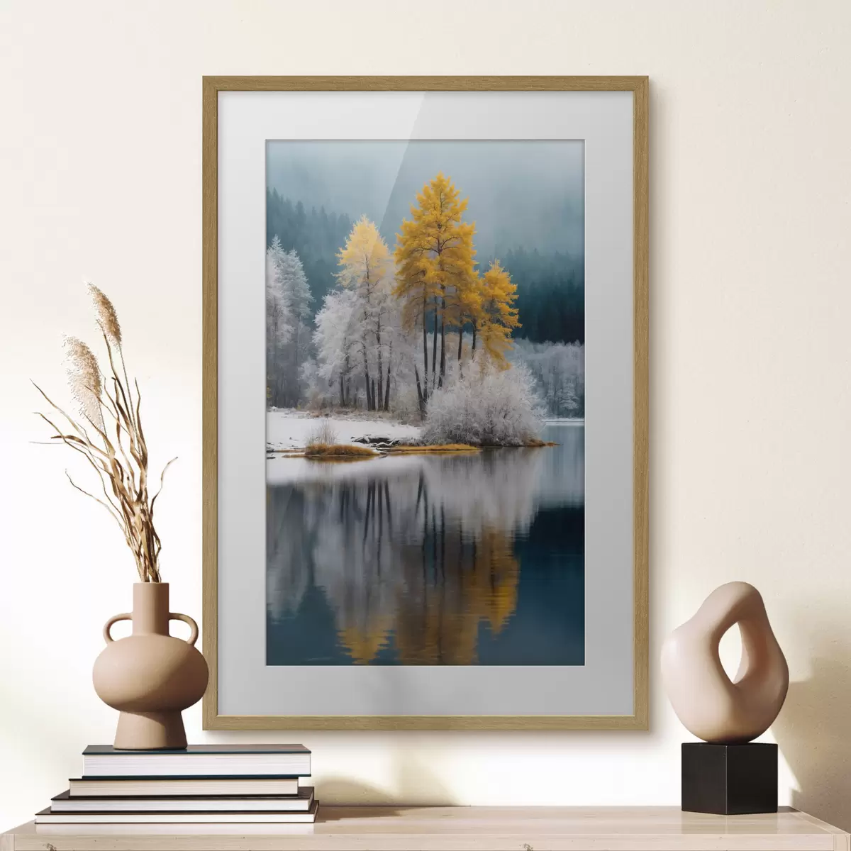 Plakat Zimowy las i jezioro f41785