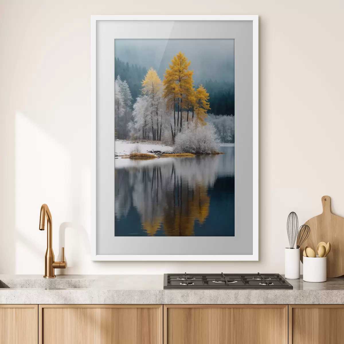 Plakat Zimowy las i jezioro f41785
