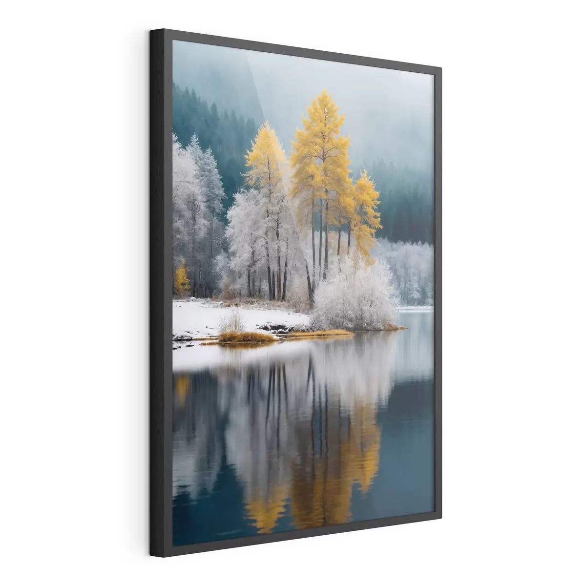 Plakat Zimowy las i jezioro f41785