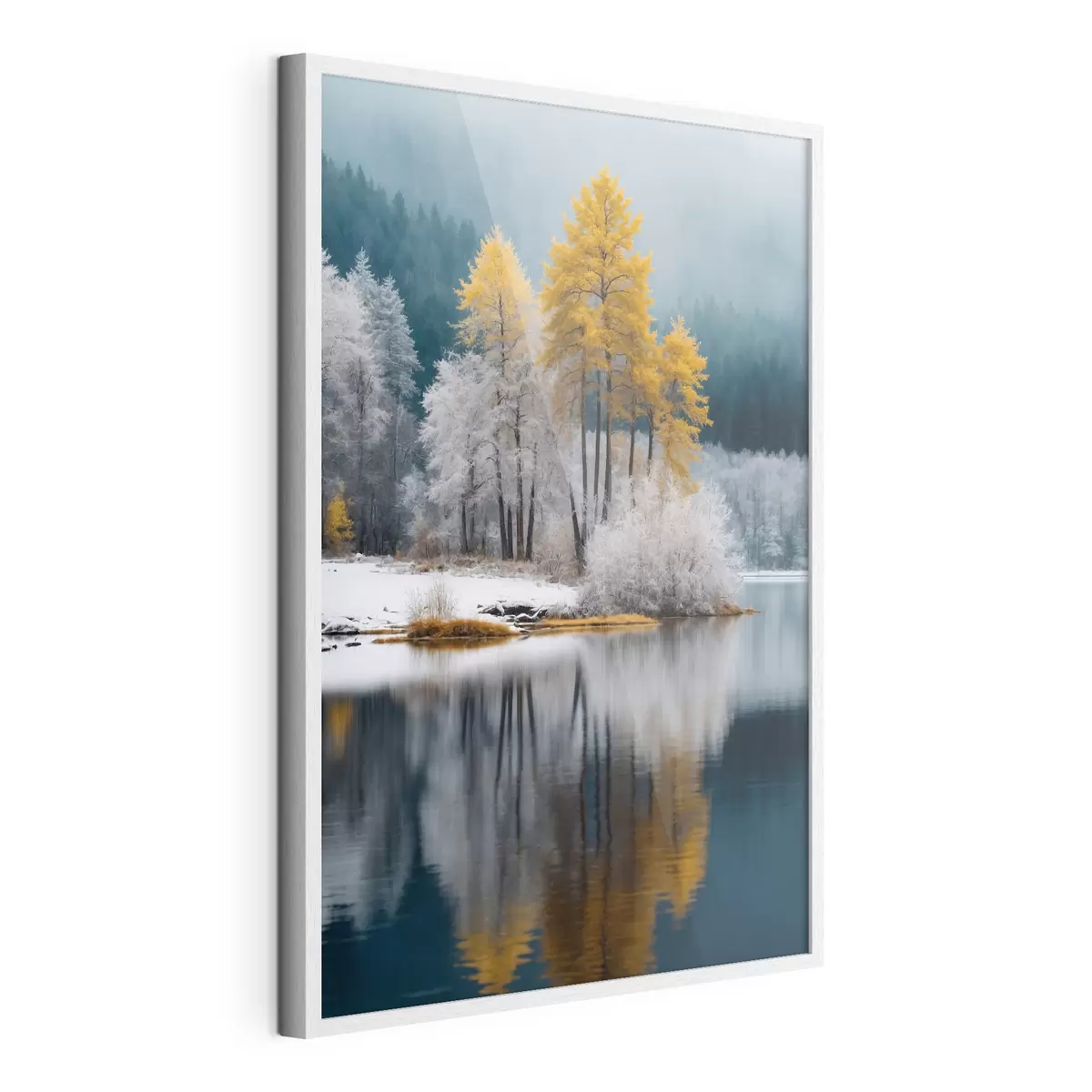 Plakat Zimowy las i jezioro f41785