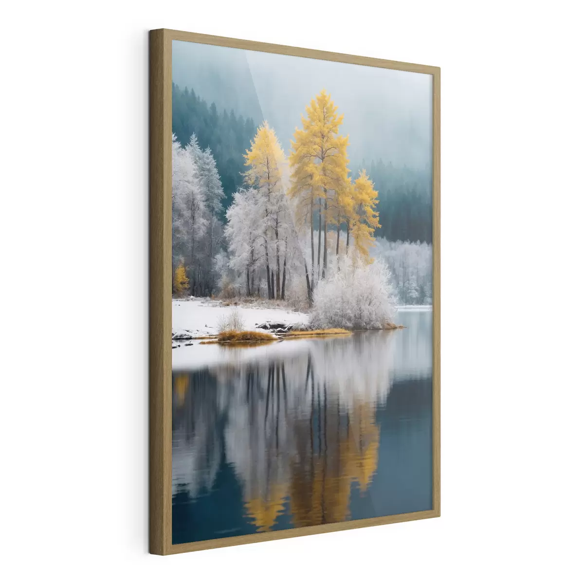 Plakat Zimowy las i jezioro f41785