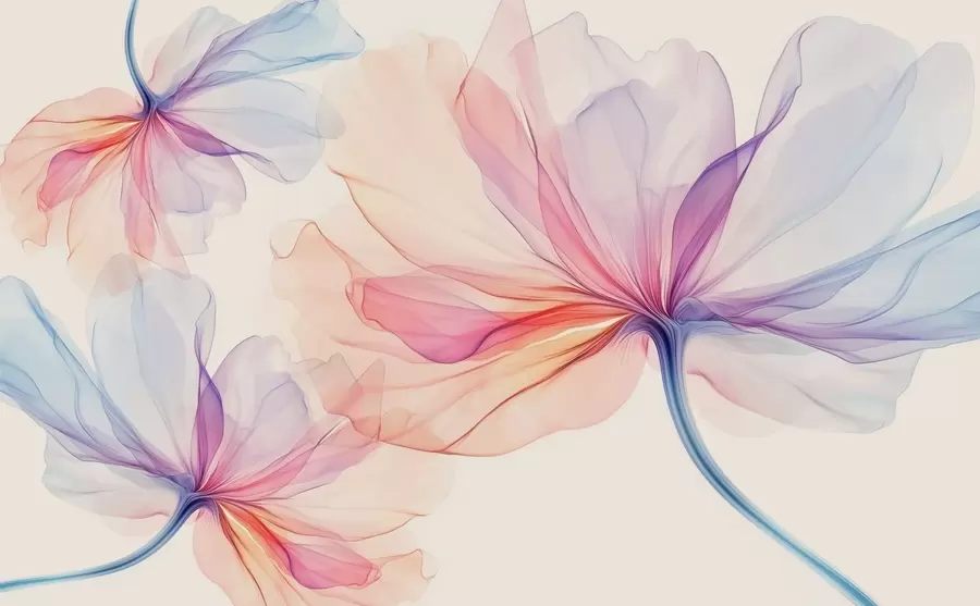 Fototapeta świeże przezroczyste kolorowe kwiaty na beżowym tle w02631