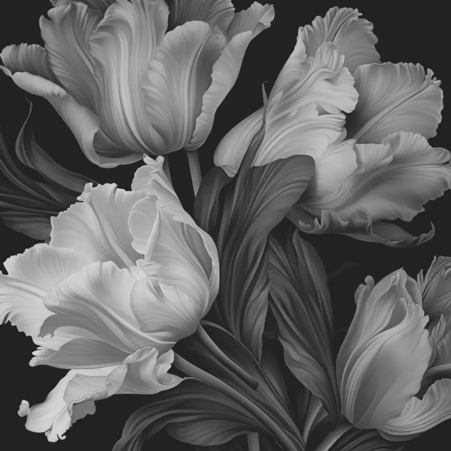 Fototapeta Czarno-białe tulipany w fotorealistycznym stylu w02557