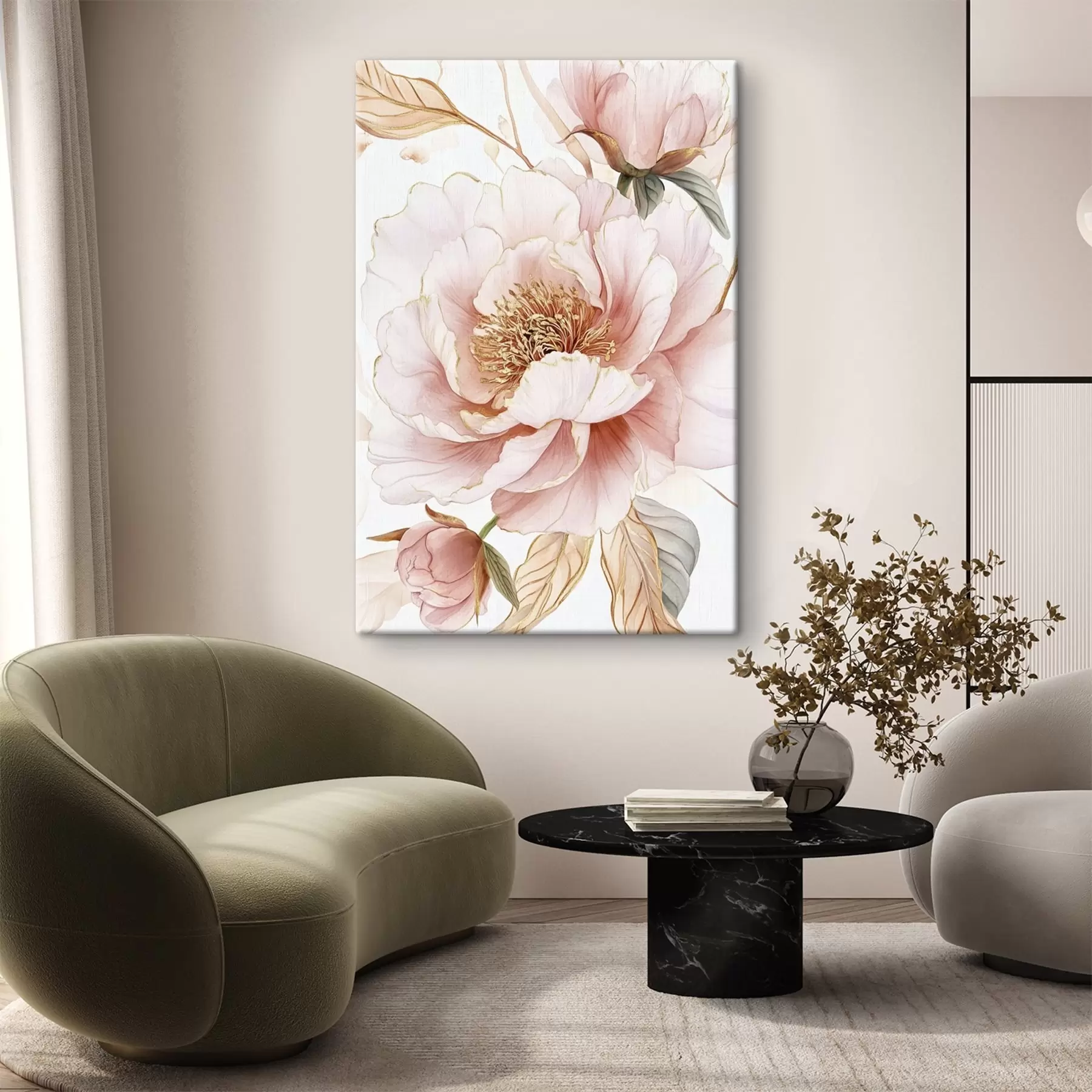 Fototapeta Piwonie w stylu akwareli, różowe kolory s42200