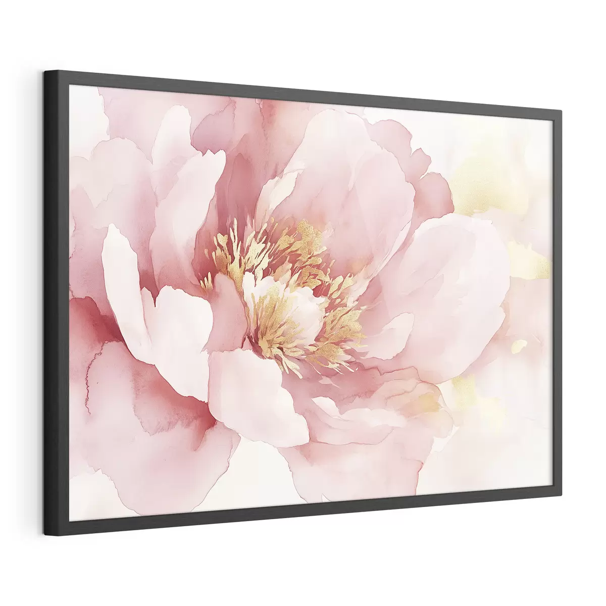 Plakat Różowy kwiat piwonii, styl akwareli f42203