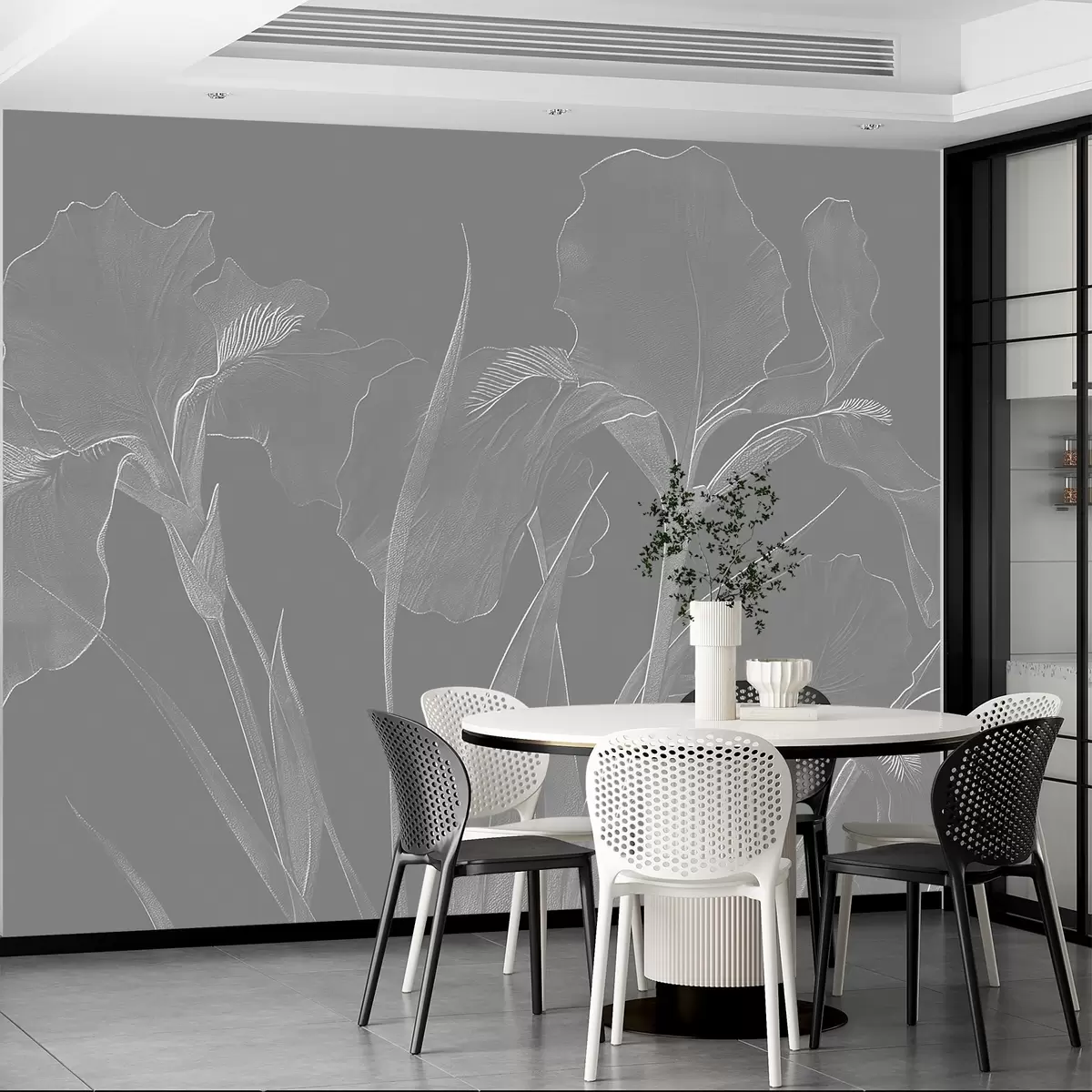 Fototapeta Grawerowanie z irysami w08575