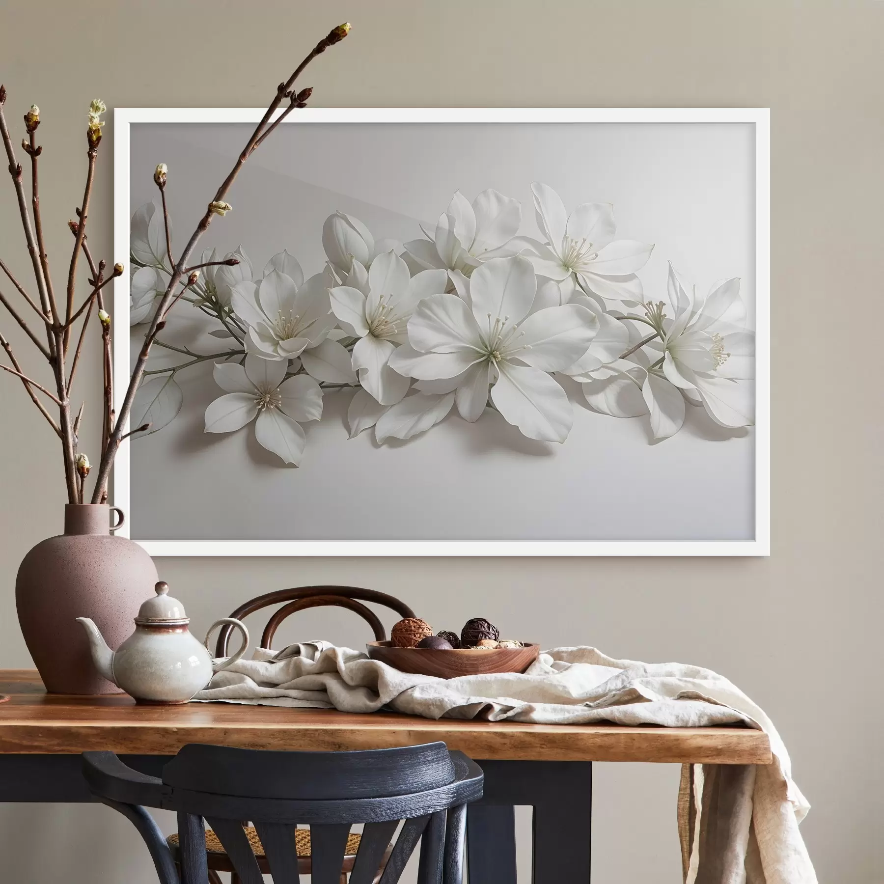 Fototapeta Białe delikatne kwiaty magnolii na jasnym tle f42230