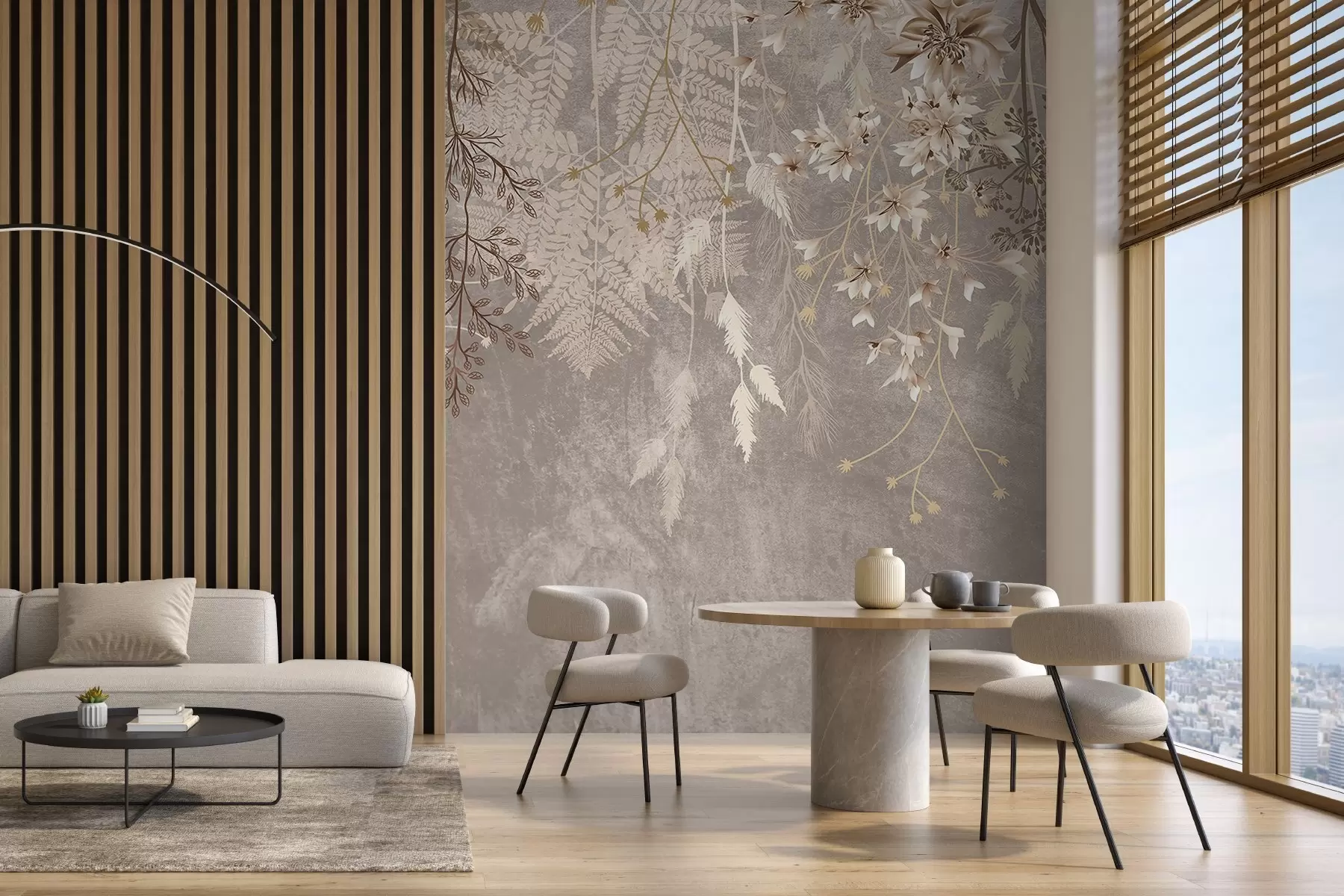 Fototapeta Senne, delikatne, delikatne rośliny, kłosy i kwiaty w brązowych pastelowych kolorach na zamglonym, teksturowanym tle w08606v1