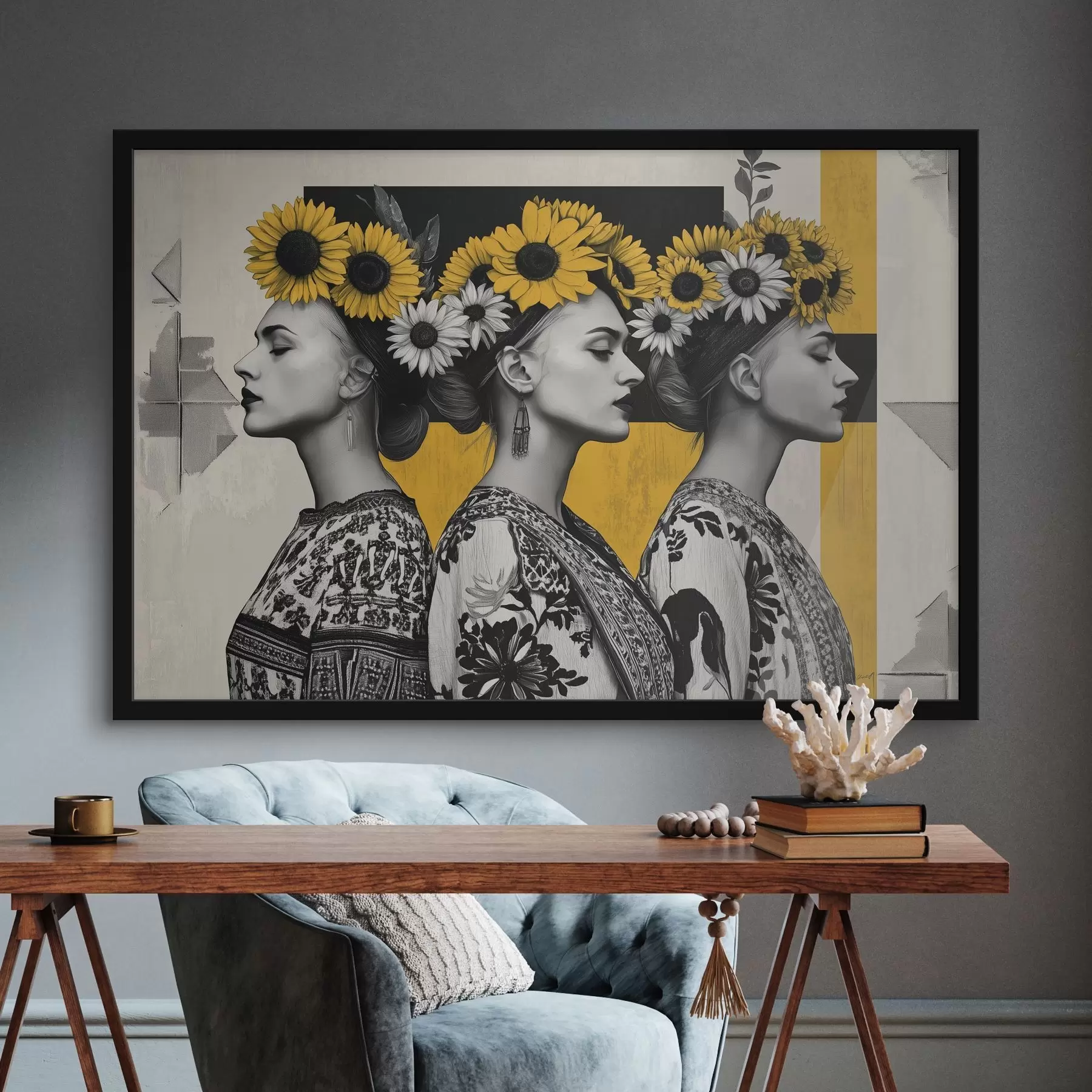 Fototapeta Piękne kobiety w etnicznych strojach z kluczami do słoneczników f42378