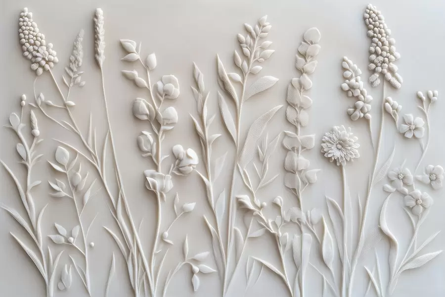 Fototapeta Eleganckie kwiaty w stylu sztukaterii w08631