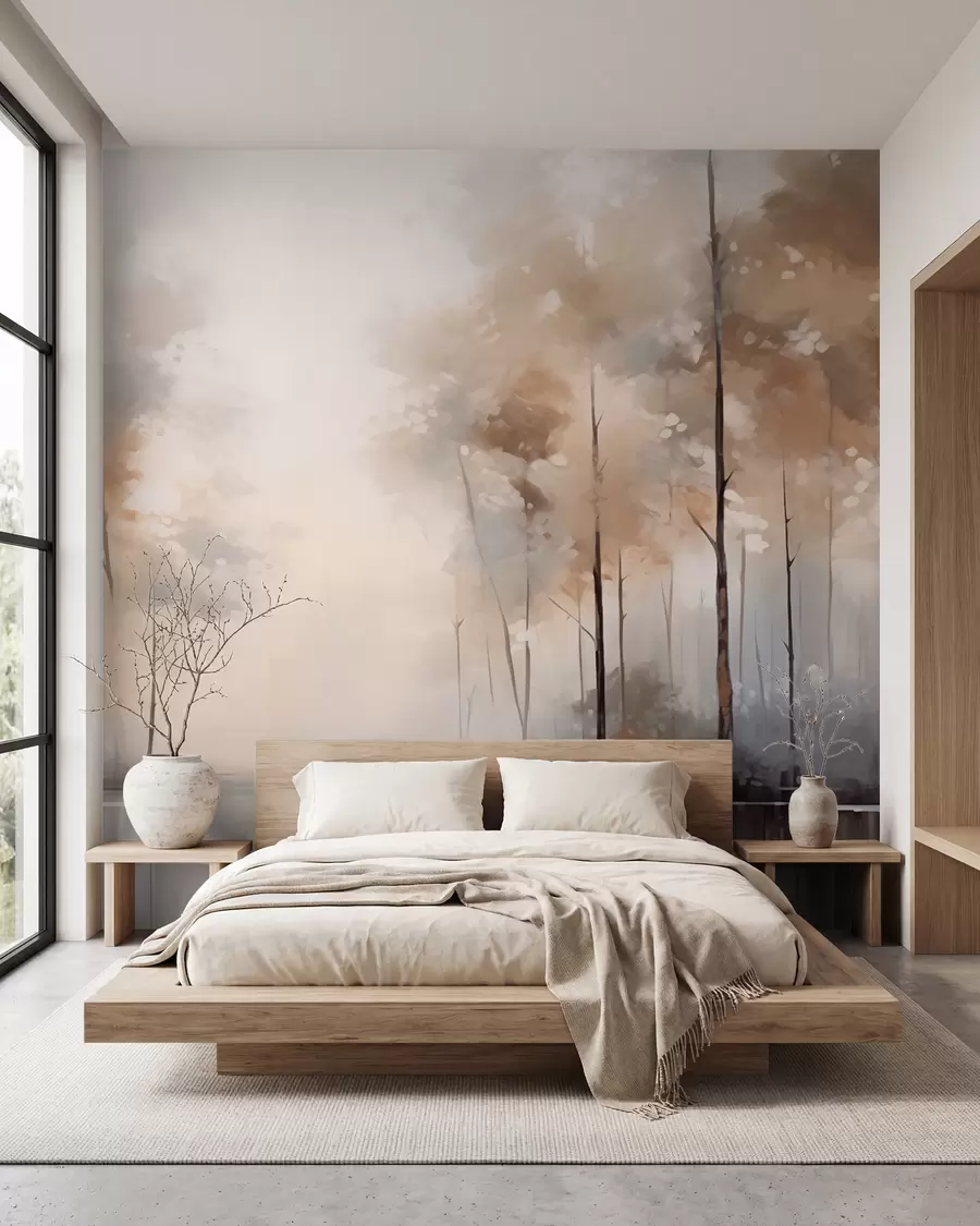 Fototapeta Mglisty las nad stawem w02758