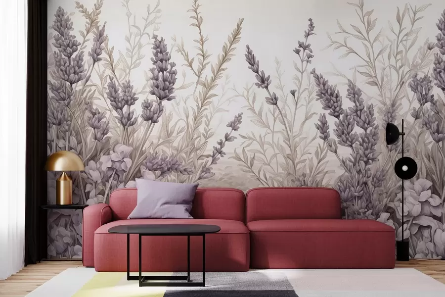 Fototapeta Akwarela kwitnące pole w pastelowych kolorach w02847