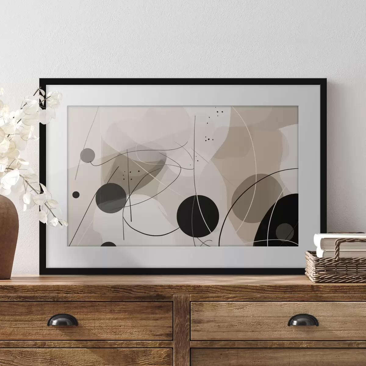 Plakat Abstrakcyjna kompozycja z geometrycznymi kształtami i liniami f42475