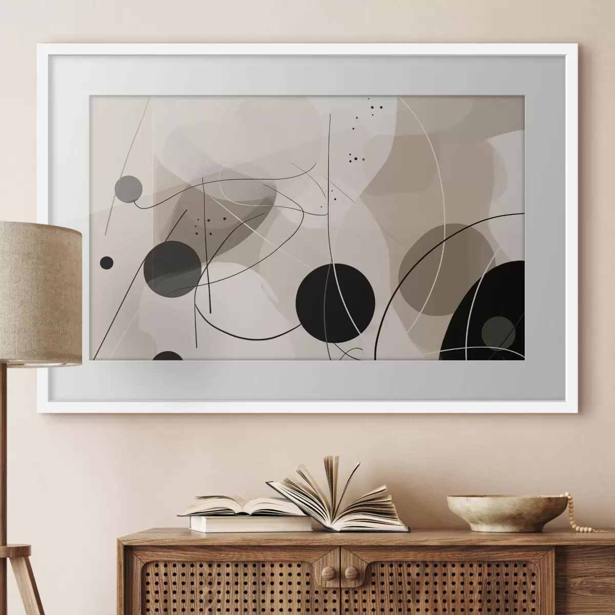 Plakat Abstrakcyjna kompozycja z geometrycznymi kształtami i liniami f42475