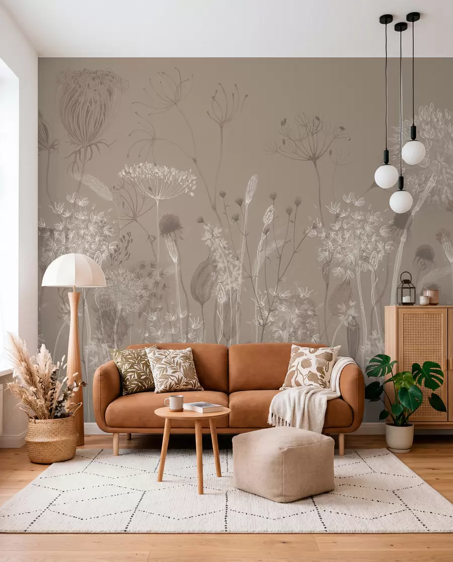 Fototapeta Szkic łąki na tle taupe w08637v2